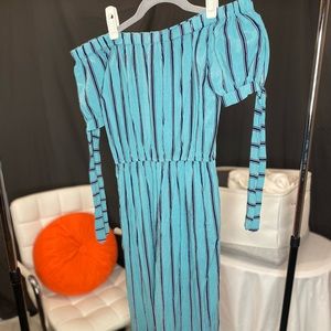Turquoise and Black Striped Jumpsuit